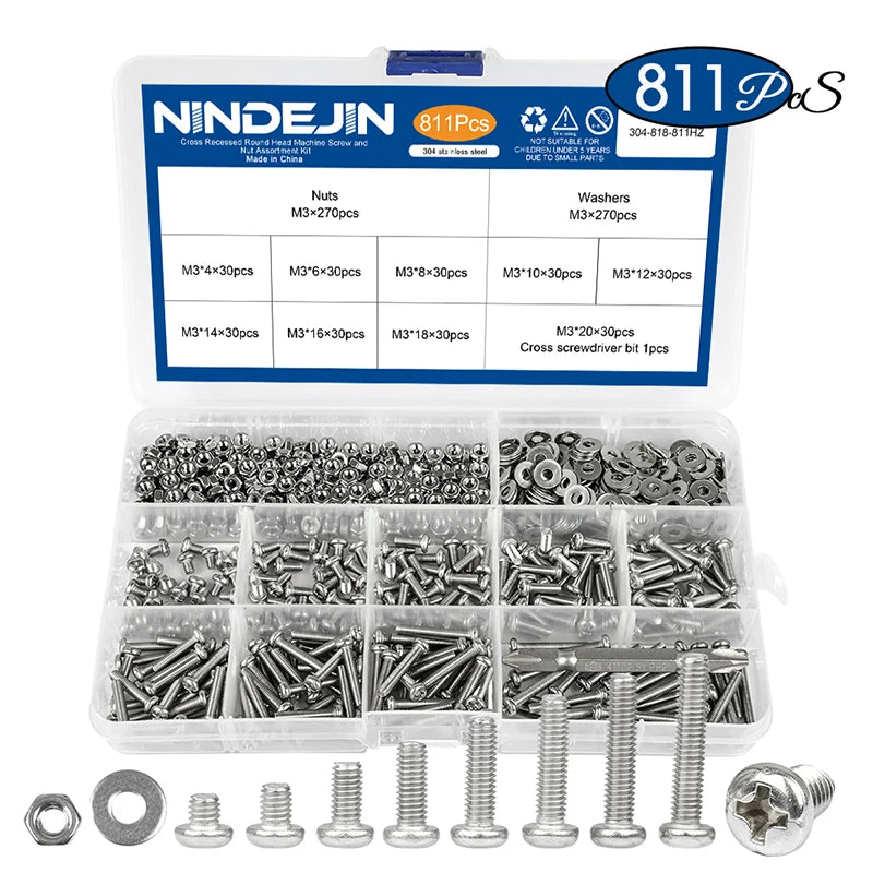 CowLost | nindejin-541-721pcs-cross-round-head-screw-assortment-kit |16