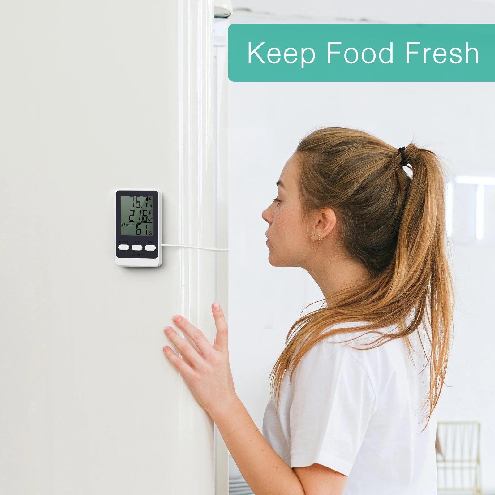ORIA Digital Refrigerator Thermometer with Probe for Indoor, Outdoor, Aquarium, and Fish Tank Temperature Monitoring