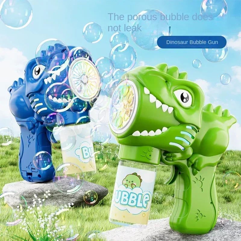 CowLost | product_id-6-hole-dinosaur-electric-bubble-gun-with-light-automatic-soap-blower-toy |6