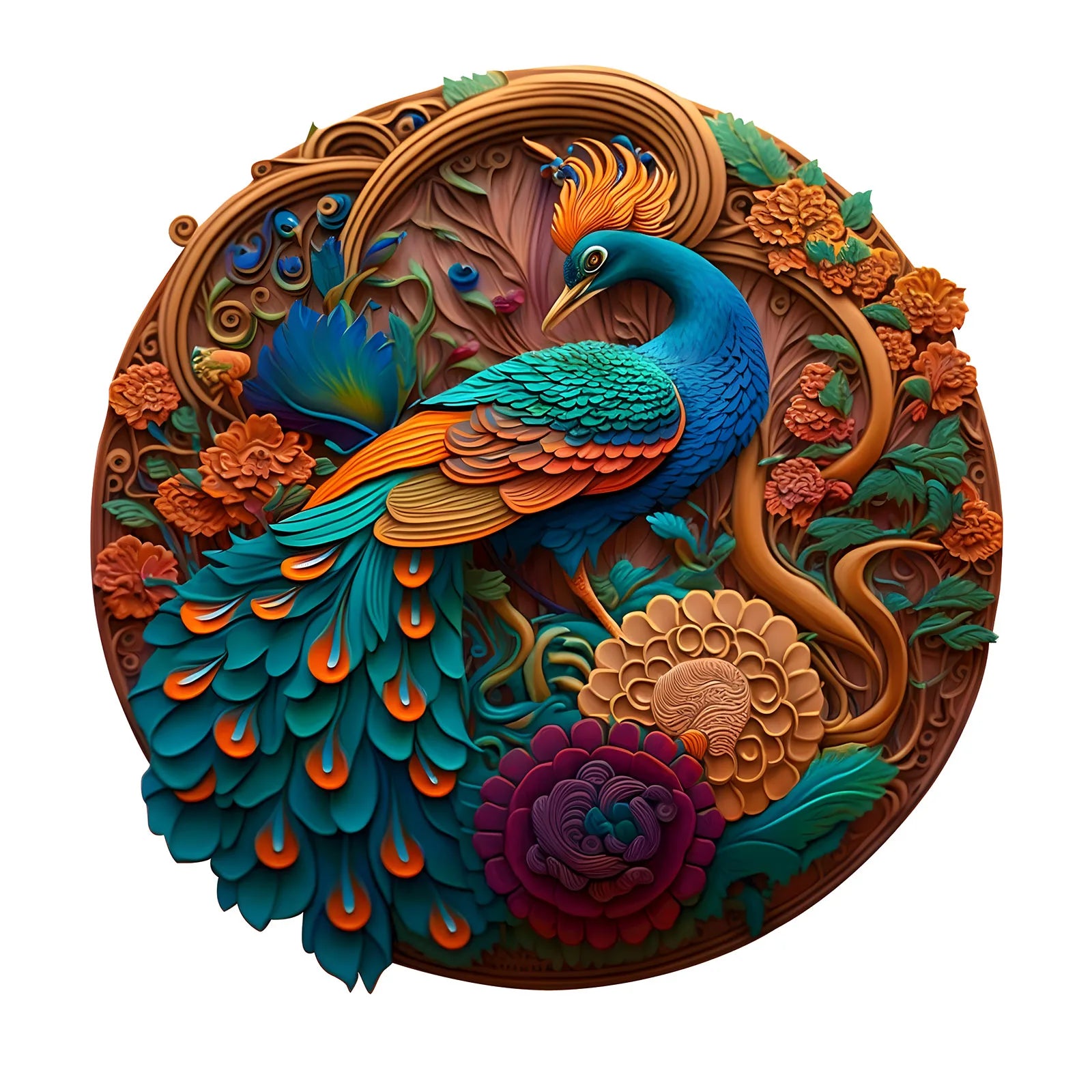 CowLost | peacock-pattern-wooden-puzzle-unique-shape-irregular-animal-shape-puzzle-family-game-gift-funny-and-challenged-brain-teaser |1