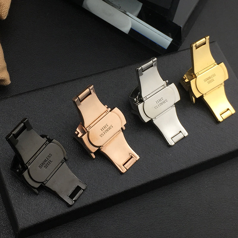 CowLost | stainless-steel-strap-buckle-for-iwatch-7-leather-belt-clasp-metal-butterfly-buckle-wristband-button-10-12-14-16-18-20-22mm |12