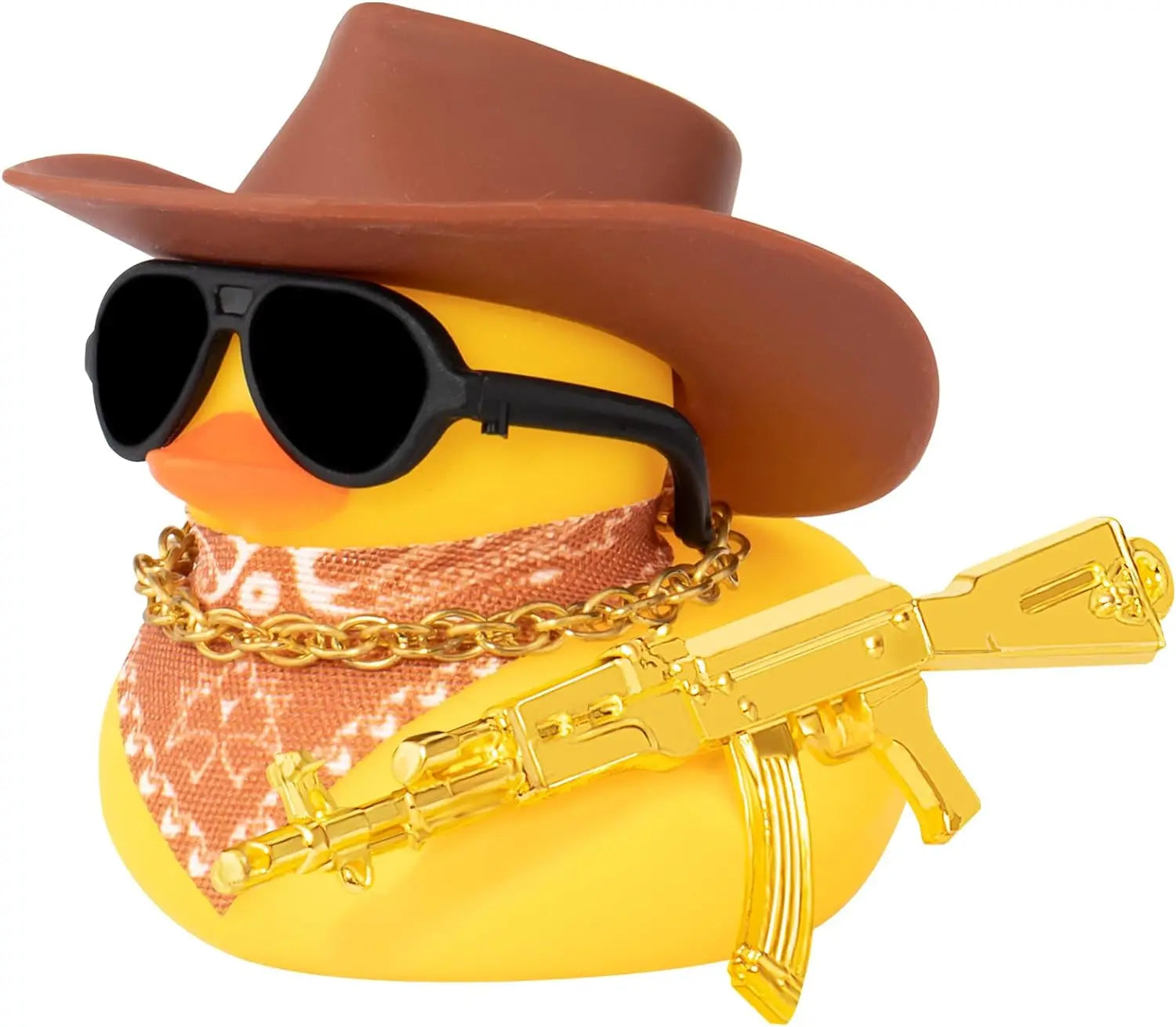 CowLost | product_id-cowboy-duck-with-guns-car-dashboard-decoration-rubber-duck-ornament-with-mini-swim-ring-sun-hat-and-sunglasses |6