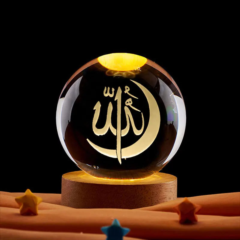 CowLost | 6cm-3d-crystal-ball-night-light-ramadan-decoration-for-home |7
