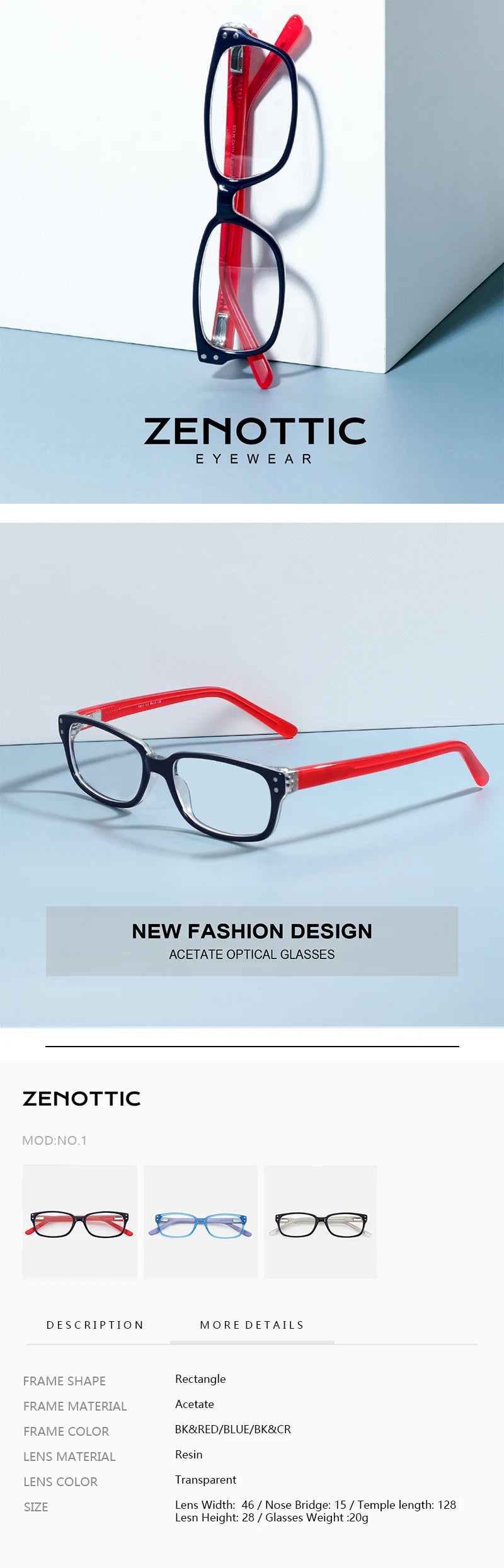 CowLost | zenottic-teenage-eyeglasses-frame-new-acetate-material-ultra-light-kids-glasses |7