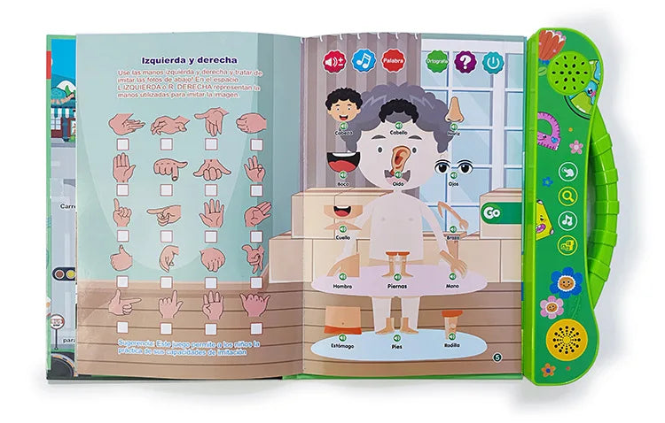 Spanish Talking Sound Education Book with 4 Games and English Stories for Children Ages 5-8