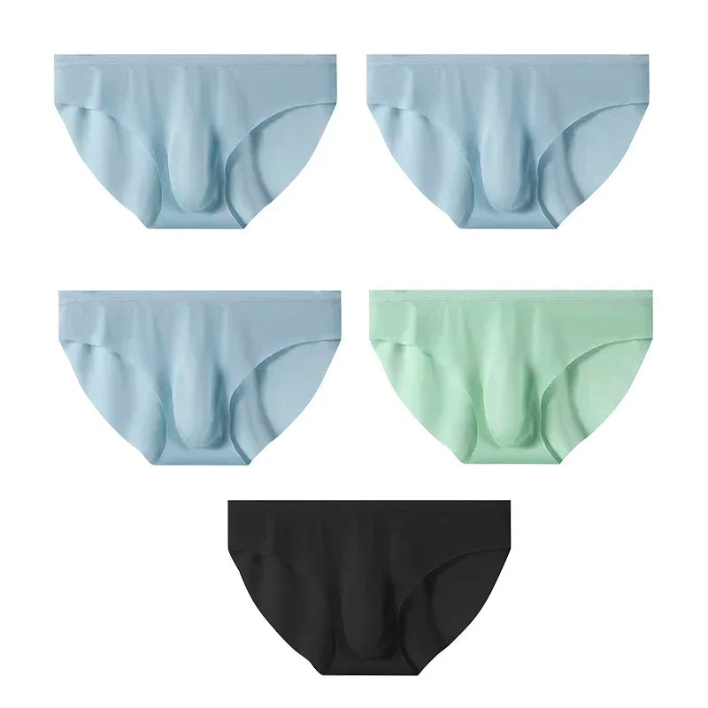 CowLost | 5-pairs-lot-mens-ice-silk-seamless-briefs-summer-transparent-quick-drying-underwear |17