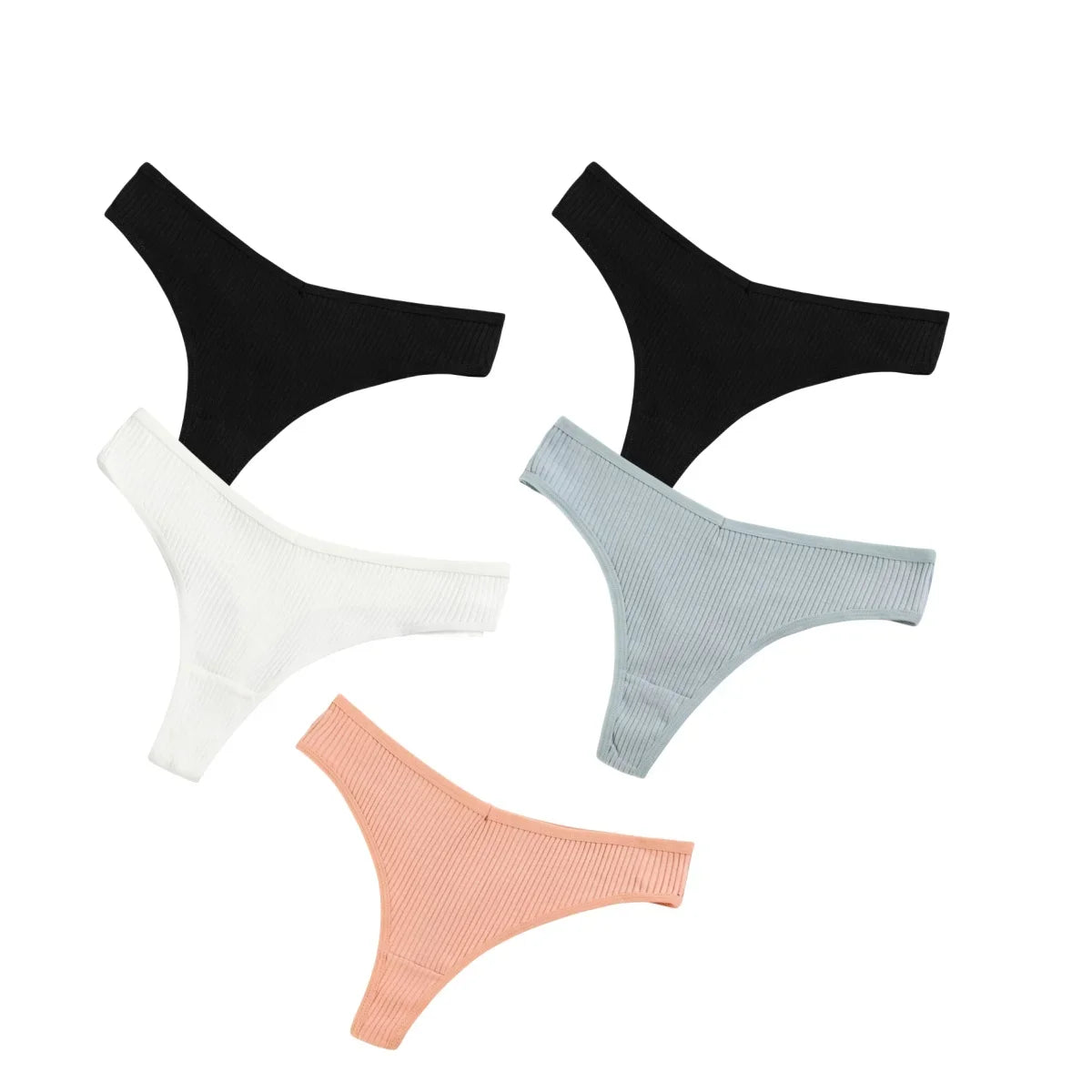 CowLost | product_id-5pcs-womens-cotton-low-rise-v-shape-g-string-thongs-solid-colors-m-xxl |22