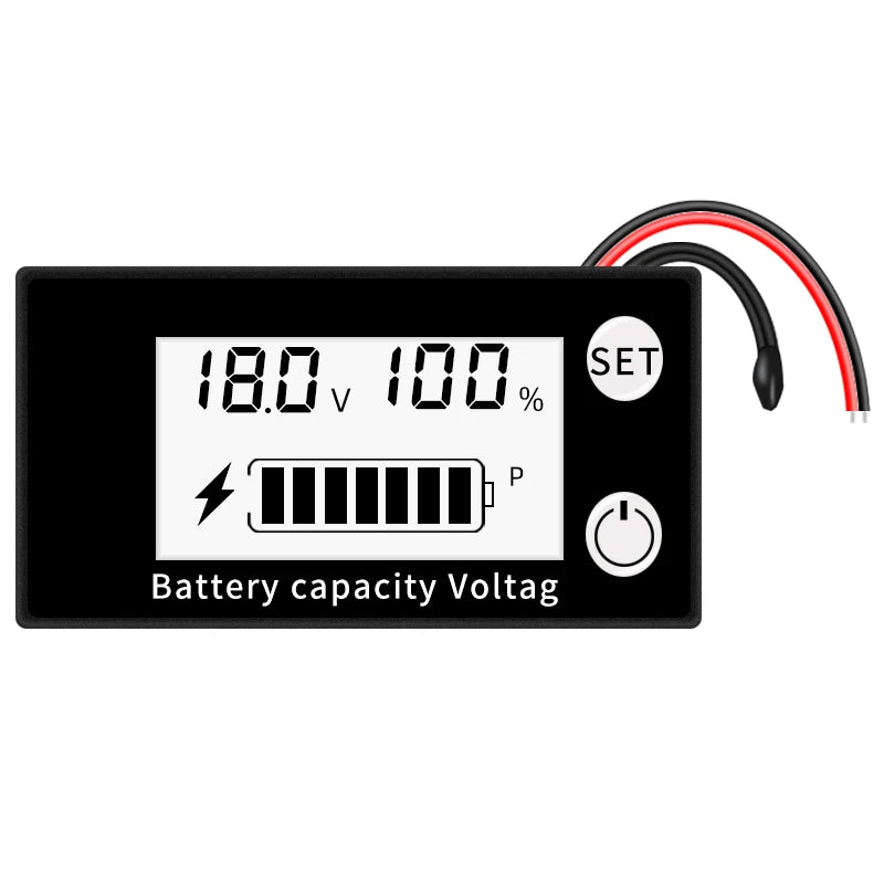 DC 8V-100V Battery Capacity Indicator Voltage Gauge Tester with Temperature Alarm for 12V-48V Lead Acid Lithium LiFePO4