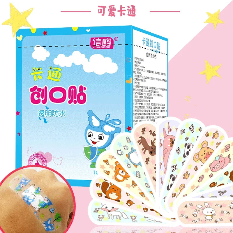 100pcs Adhesive Bandages Plaster Curved Cute Cartoon Patterned Waterproof Band Aid Patch