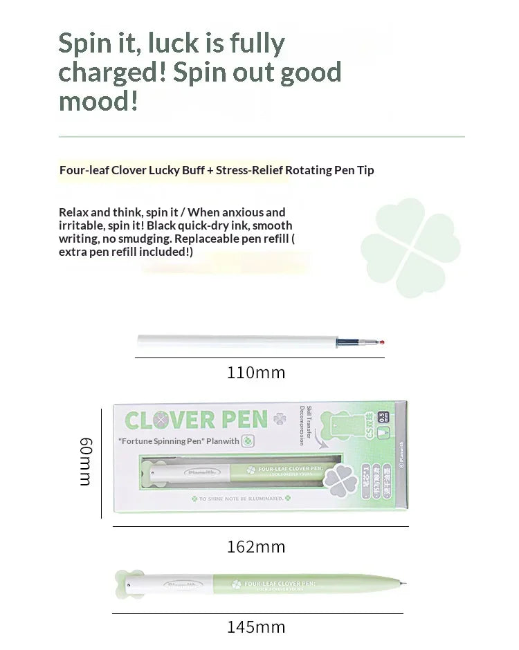 CowLost | product_id-planwith-lucky-clover-0-5mm-carbon-black-gel-pen-no-smudge-smooth-writing-rotary-twist |12