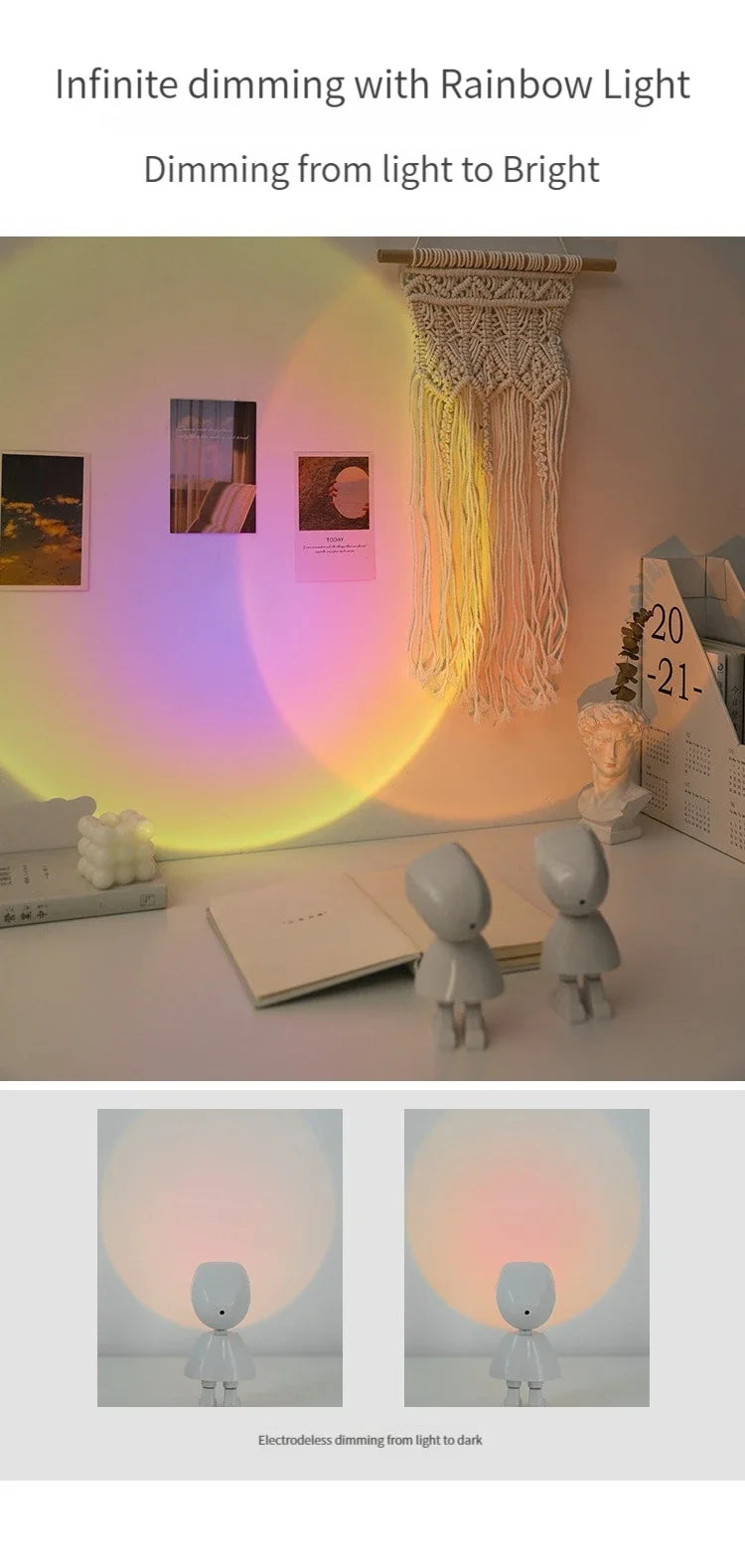 CowLost | product_id-usb-rechargeable-led-astronaut-sunset-rainbow-projection-night-light-with-touch-control |12