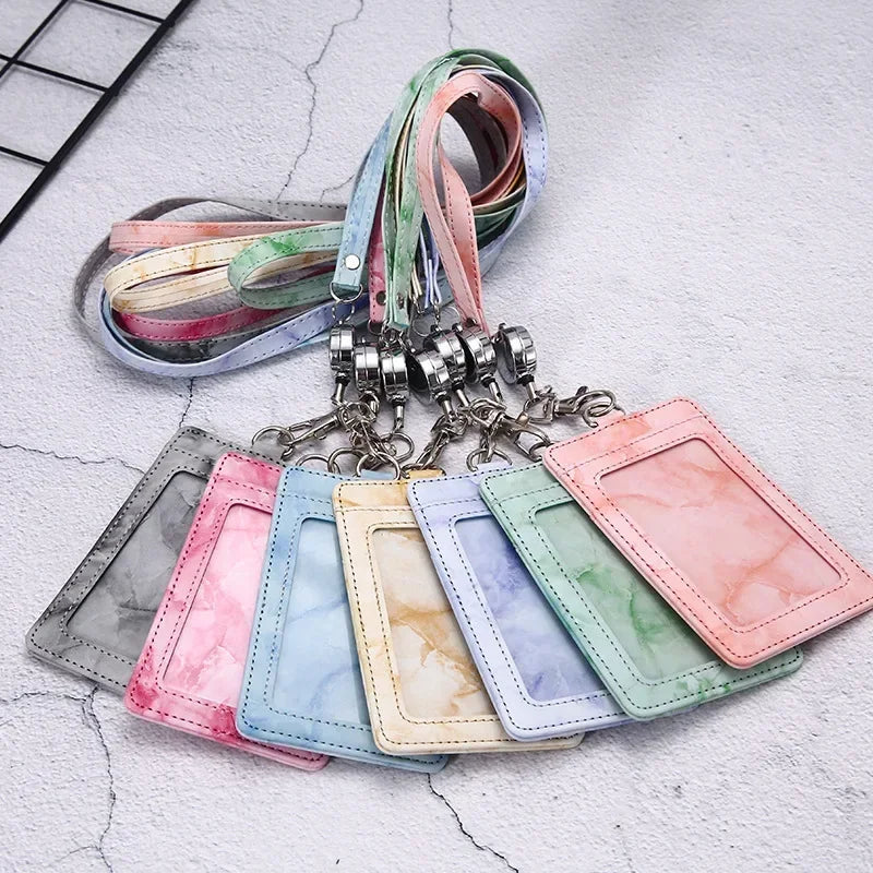 1 Pcs PU Leather Card Cover Work ID Name Badge Holder