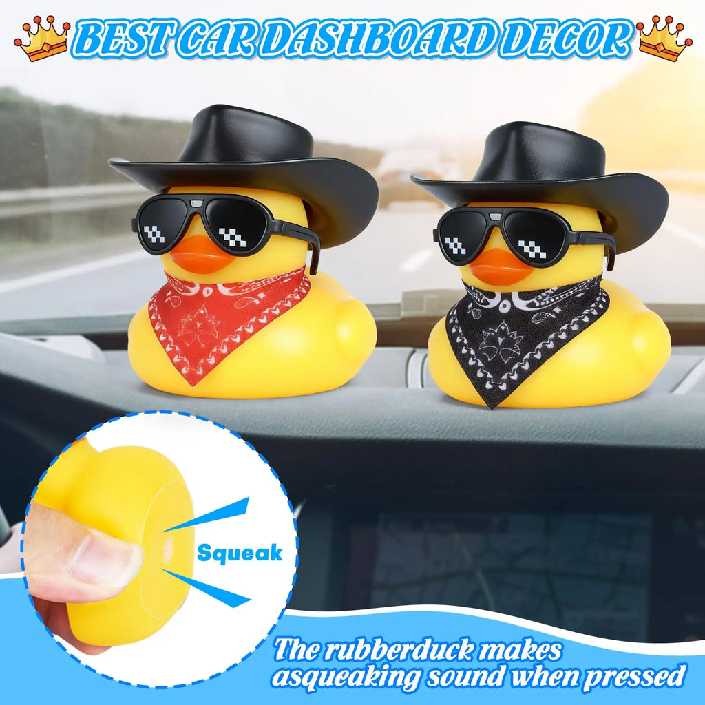 CowLost | product_id-cowboy-yellow-rubber-duck-car-accessory-set-with-hats-scarves-sunglasses-stickers-6-12-24-48-pack |9
