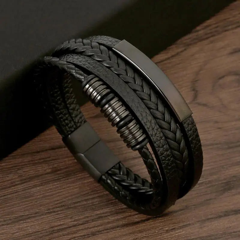 CowLost | jiayiqi-punk-beads-charm-men-bracelet-stainless-steel-magnetic-clasp-braided-mutilayer |8