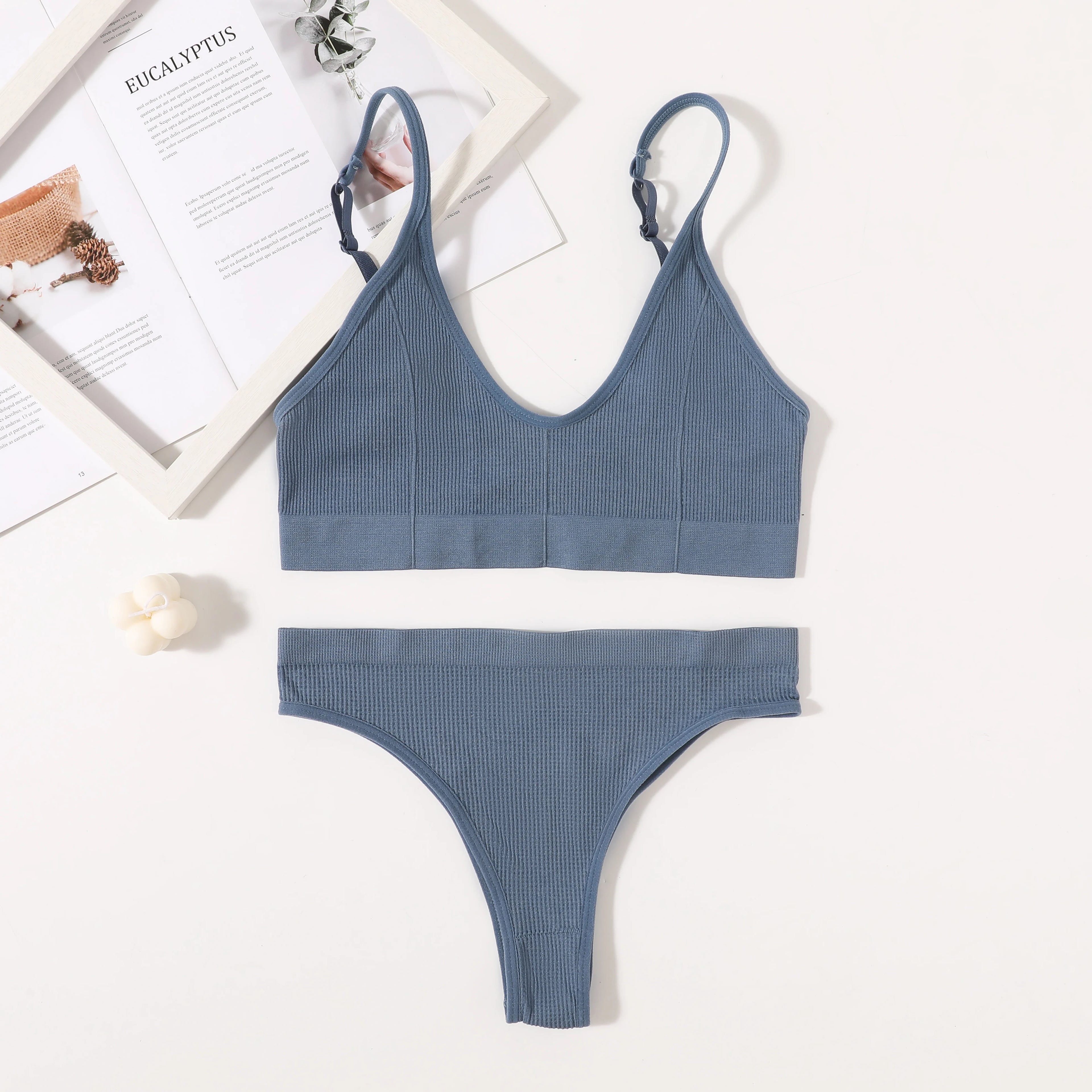 CowLost | product_id-women-seamless-wire-free-push-up-bra-high-rise-brief-set-v-neck-lingerie |25