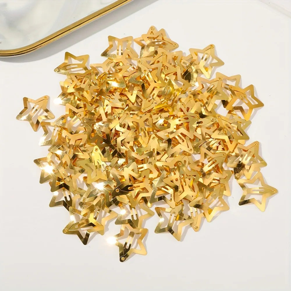 CowLost | 2-100pcs-star-hair-clips-for-girls-filigree-star |5