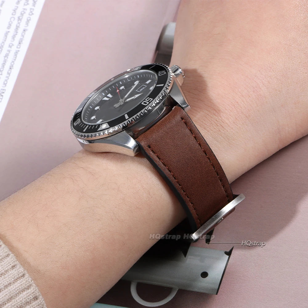 CowLost | product_id-calfskin-leather-watch-band-for-huawei-18mm-20mm-22mm-with-silver-stainless-steel-buckle |9