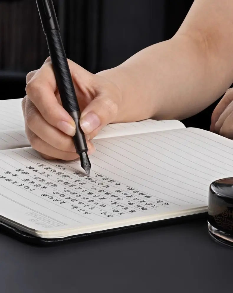 CowLost | product_id-hero-metal-fountain-pen-ef-f-nib-black-silver-tree-texture-writing-ink-pen-gift |8