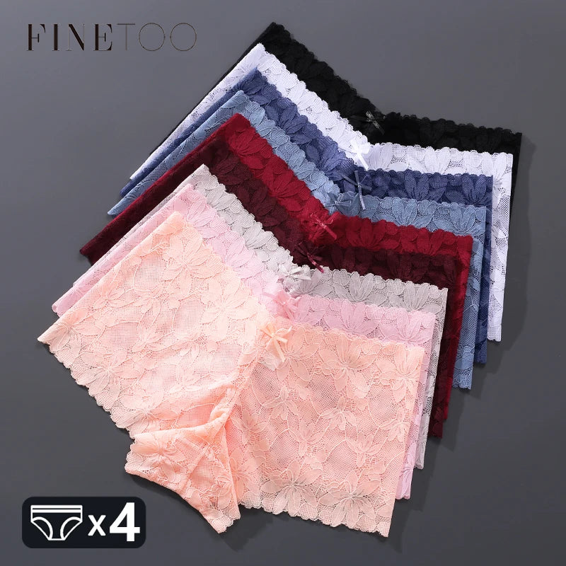 CowLost | activewear-pants-4pcs-womens-low-waist-lace-boyshorts-underwear |1