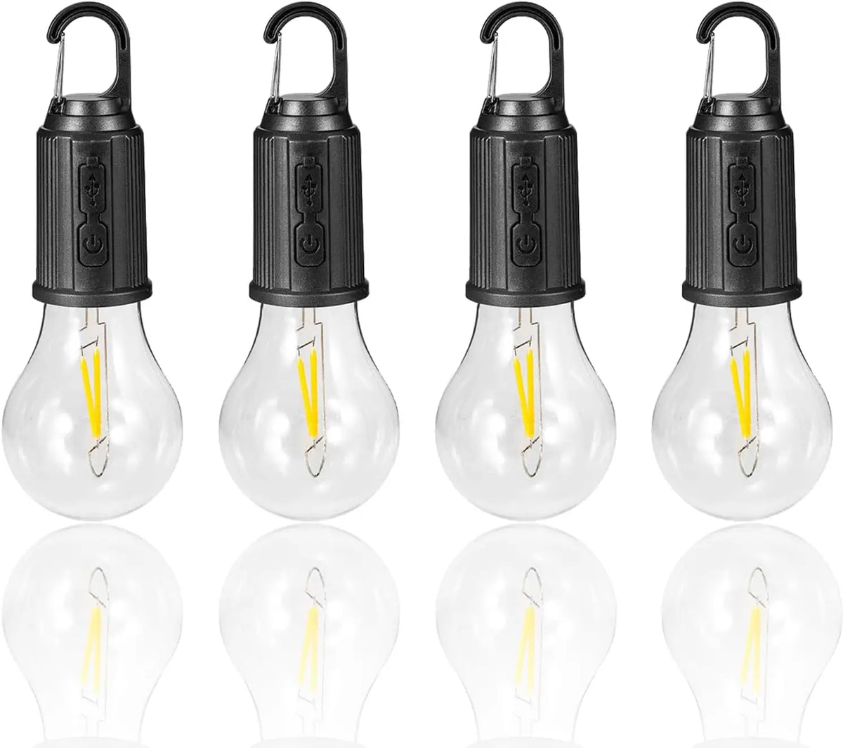 Camping Rechargeable Waterproof LED Tent Lights with Hook, 1/2/4pcs, 3 Modes for Hiking & Backpacking
