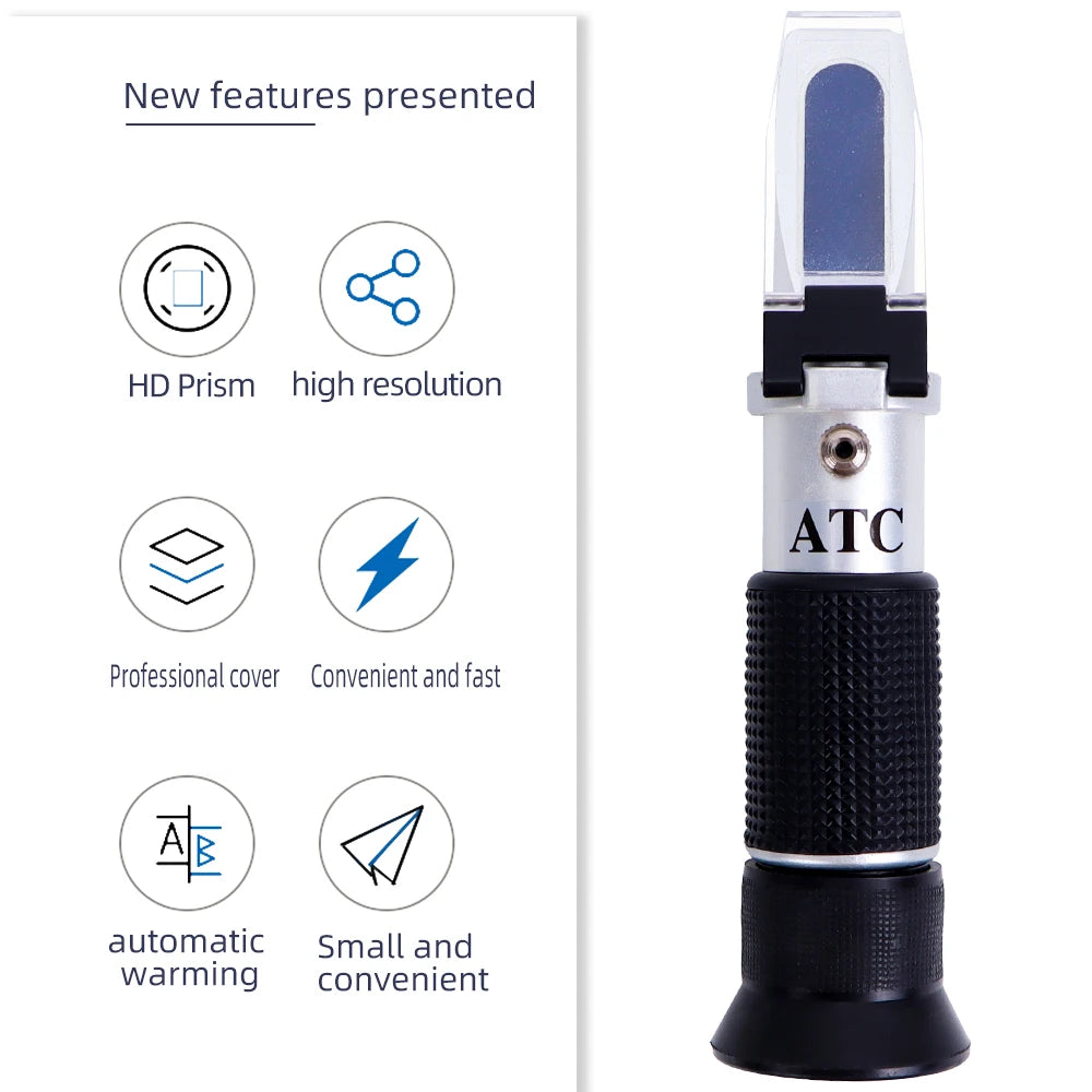 HandHeld 28-62% Brix Sugar Refractometer ATC for Fruit Sauce Juice Jam Drinks