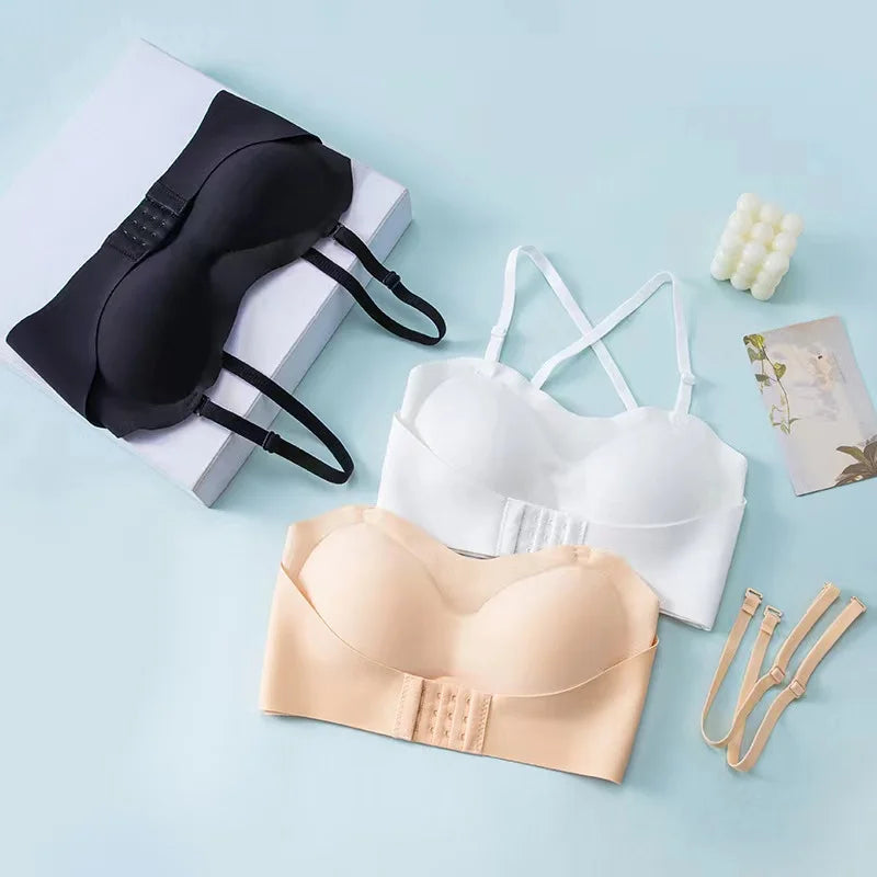 CowLost | product_id-front-buckle-strapless-wire-free-non-slip-push-up-bra-for-women |1