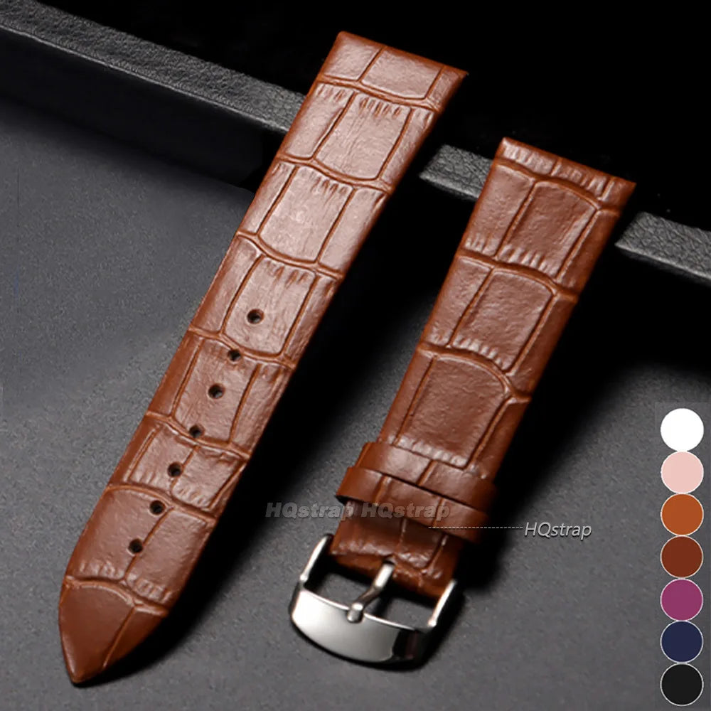 Vintage Leather Watchbands 18mm 20mm 22mm Soft Cowhide Pin Buckle Waterproof Wristband