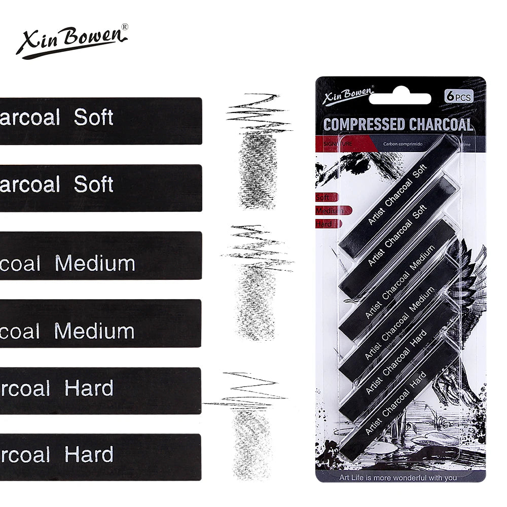 CowLost | graphite-sketch-wood-carbon-strip-set-art-student-painting-charcoal-pencil |1