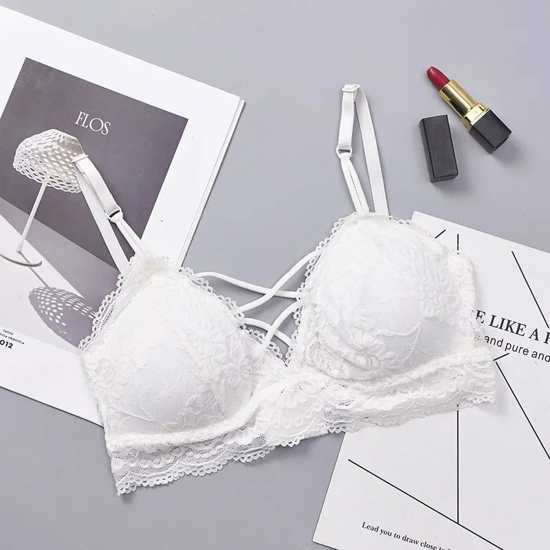 CowLost | product_id-ollymurscn-womens-floral-lace-wireless-push-up-padded-bra-with-cross-straps |9