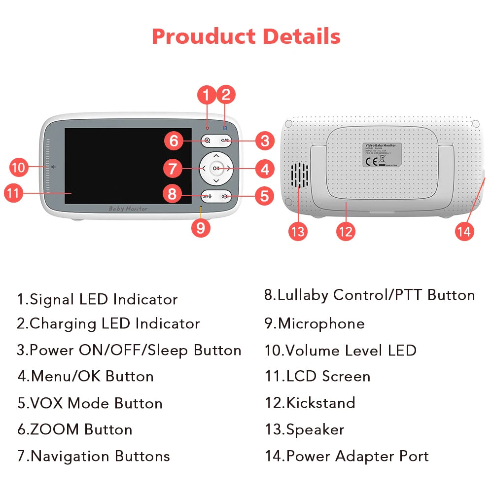 CowLost | 4-0-inch-video-baby-monitor-camera-3x-digital-zoom-two-way-audio-auto-night-vision-720p-hd-security-camera-babysitter-vb615 |17