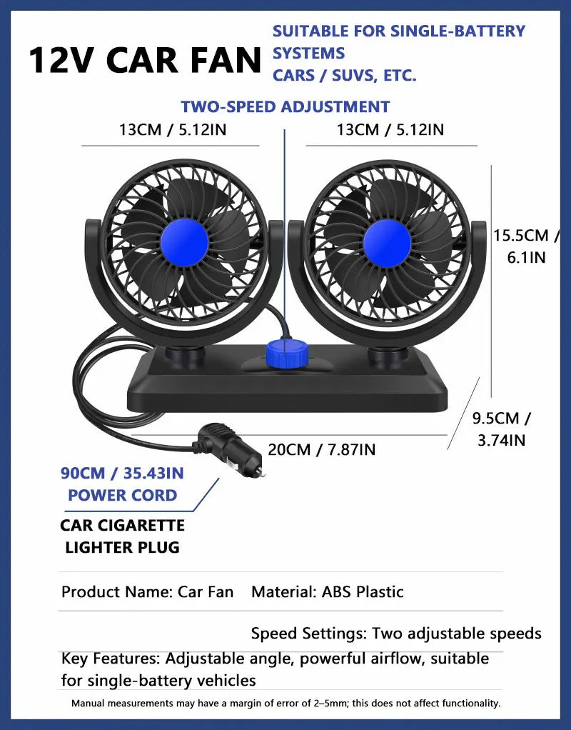 CowLost | product_id-dual-head-3-speed-adjustable-12v-24v-5v-portable-rotating-car-cooling-fan-for-suv-truck |19