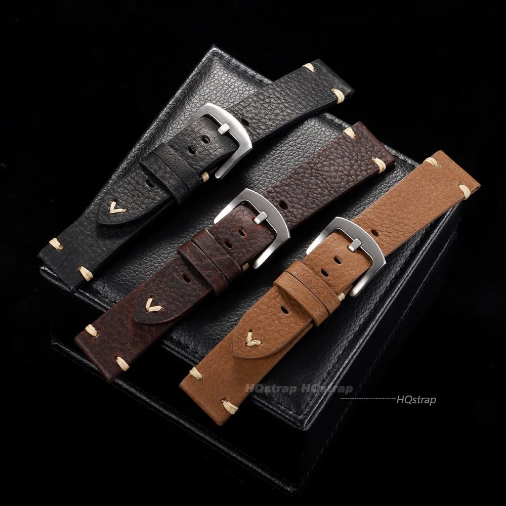 CowLost | product_id-handmade-vintage-cowhide-leather-watch-strap-18mm-20mm-22mm-black-brown-unisex-for-smartwatch |2