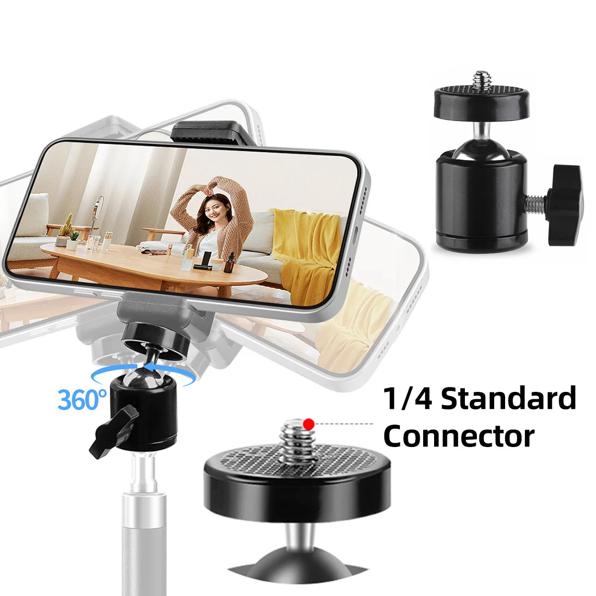 CowLost | product_id-mini-ball-head-1-4-screw-mount-360-swivel-for-dslr-tripod-led-light-bracket |8