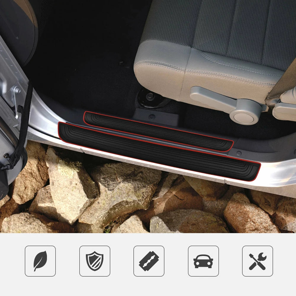 CowLost | product_id-4pcs-universal-rubber-car-door-sill-scuff-guards-anti-scratch-protectors |11