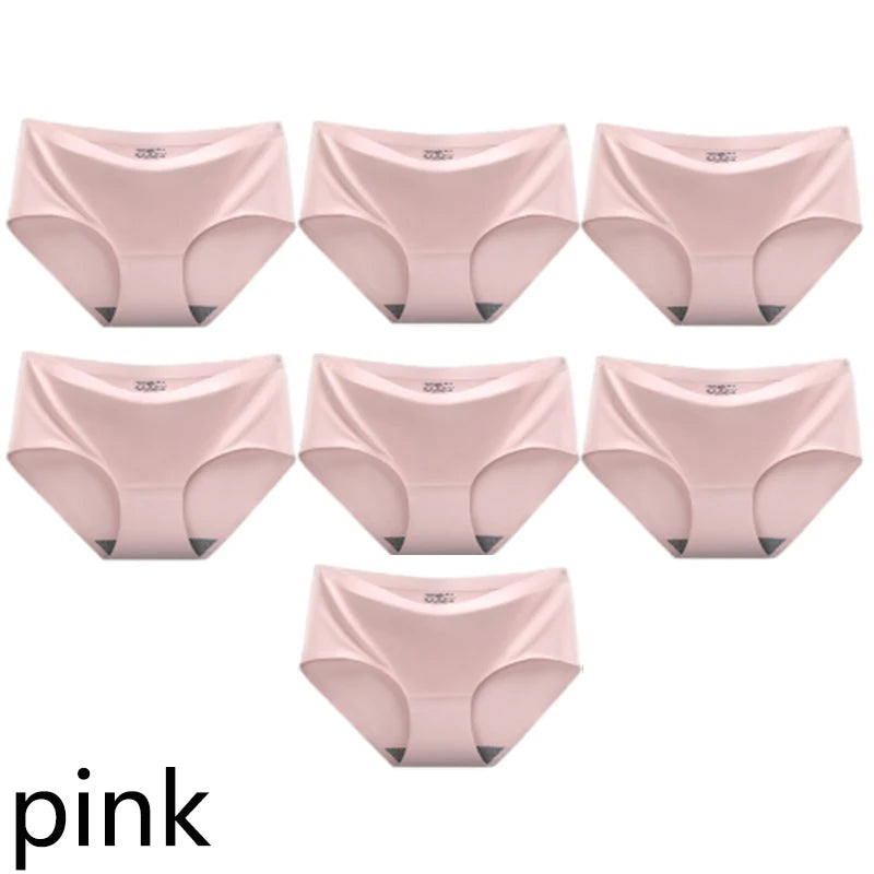 CowLost | product_id-fallsweet-7pcs-seamless-plus-size-mid-waist-ice-silk-panties-for-women |7