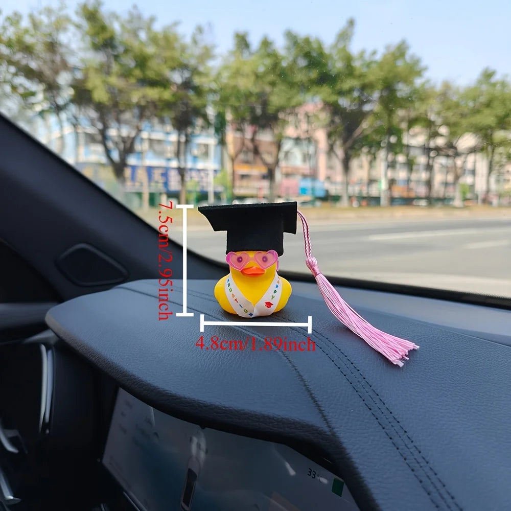 CowLost | 1set-rubbe-duck-graduation-duck-car-decoration-rear-view-mirror-decoration-car-duck-1 |2