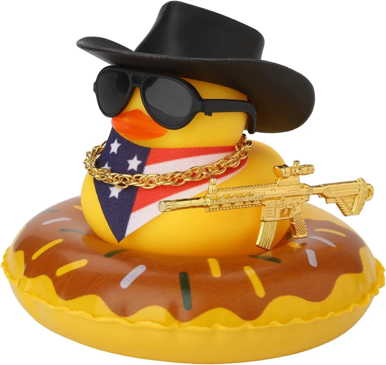 CowLost | product_id-rubber-duck-car-dashboard-ornament-with-cowboy-hat-necklace |9