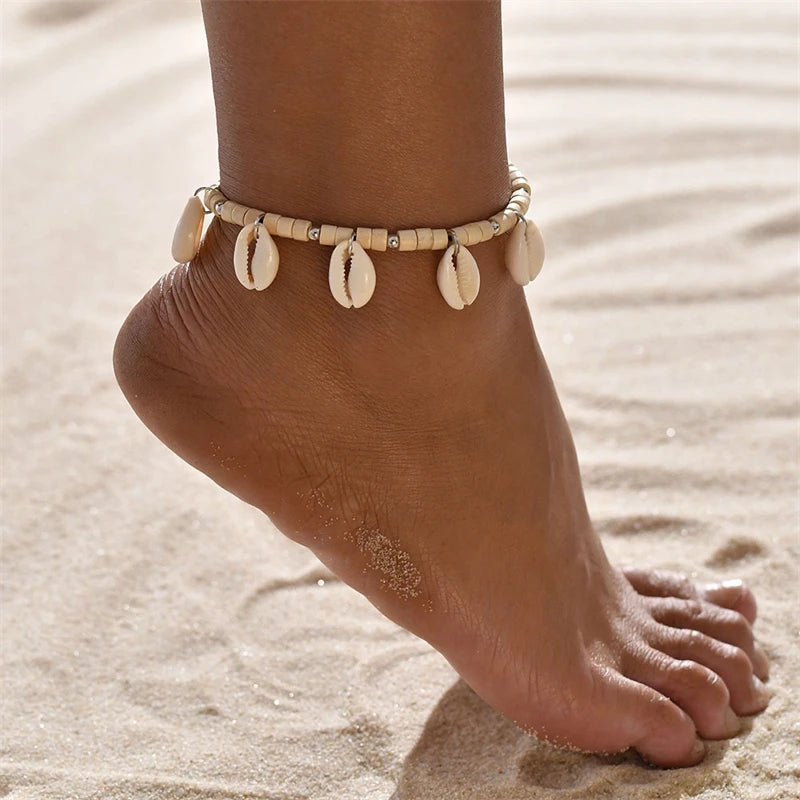 CowLost | bohemian-starfish-conch-shell-pearl-anklet-for-women-boho-sea-turtle-shells-leg-ankle-metal-chain-beach-party-sandals-jewelry |5
