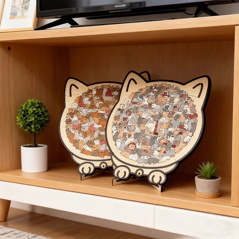 CowLost | product_id-colored-cat-wooden-jigsaw-puzzle-unique-animal-shape-creative-gift |12