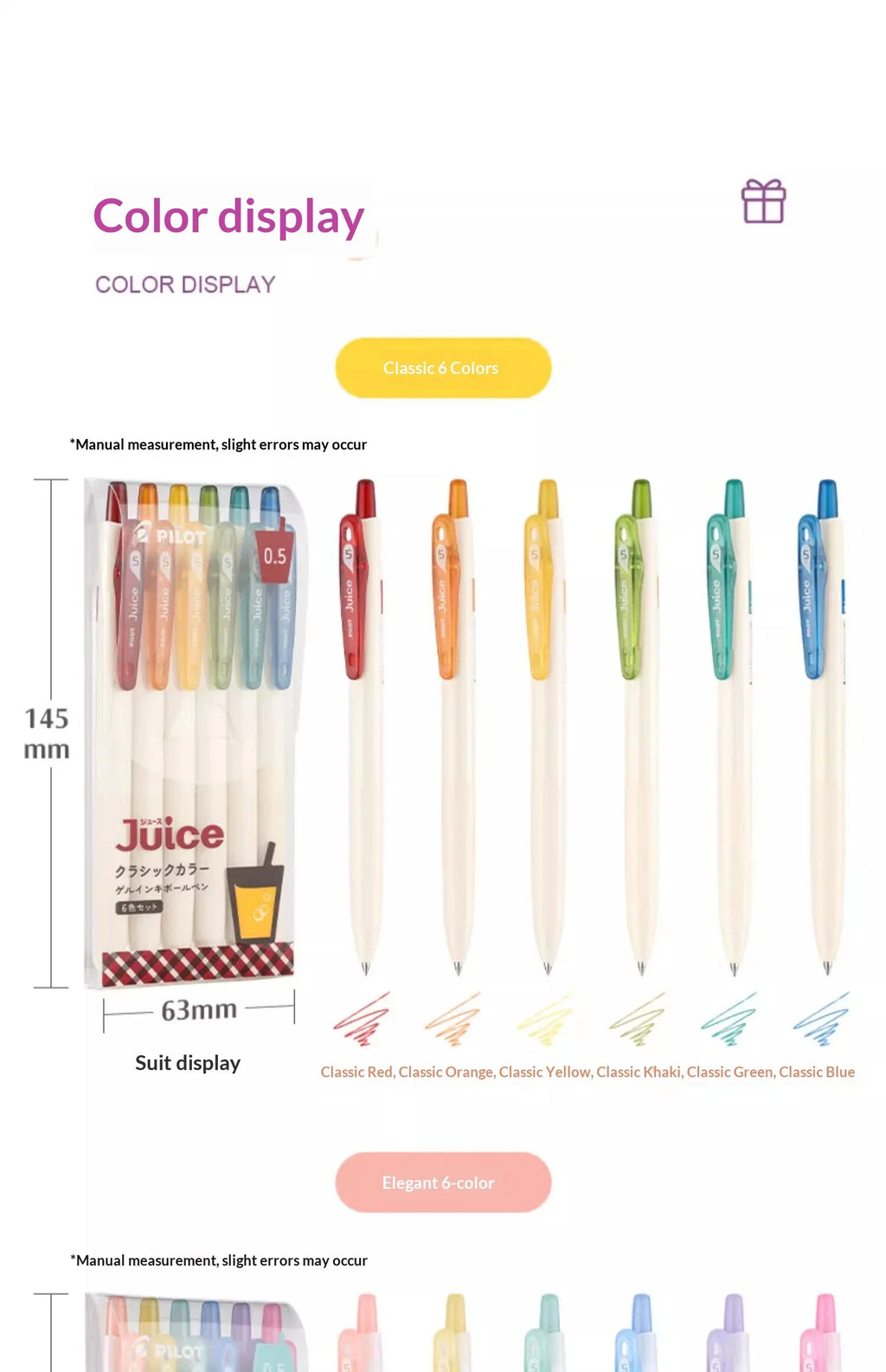 CowLost | product_id-pilot-juice-0-5mm-fine-gel-pens-soft-pastel-vintage-classics-clear-barrel-for-writing-illustration |19