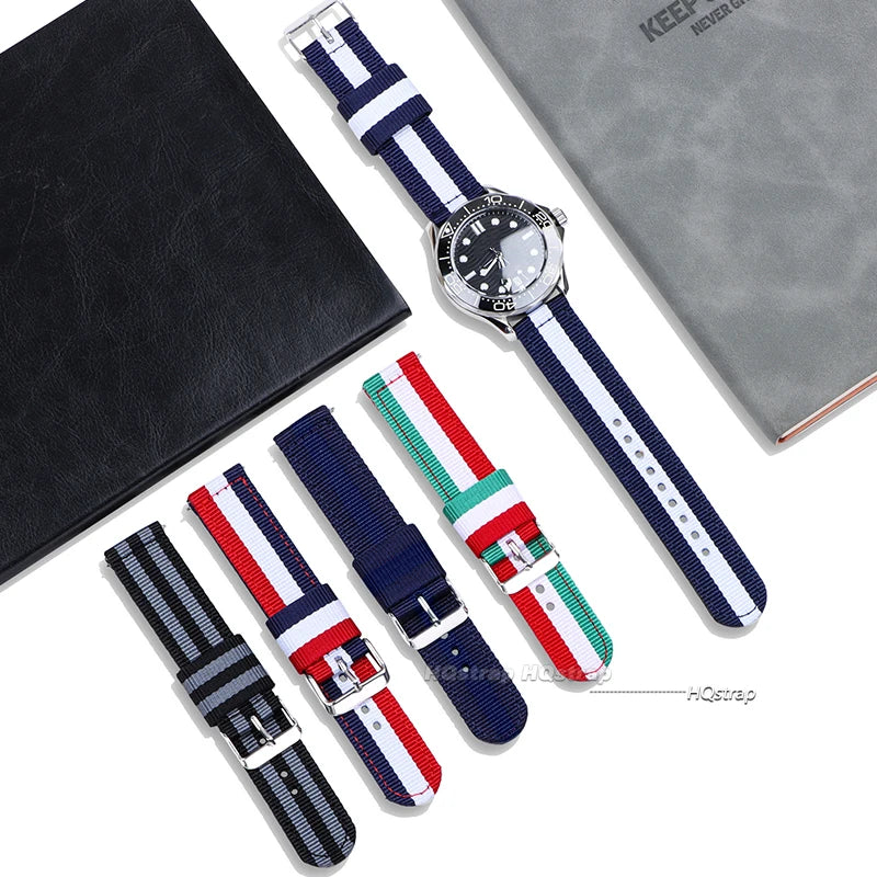 HQstrap 20mm 22mm Nylon Quick Release Watch Strap Unisex Sport Replacement Band