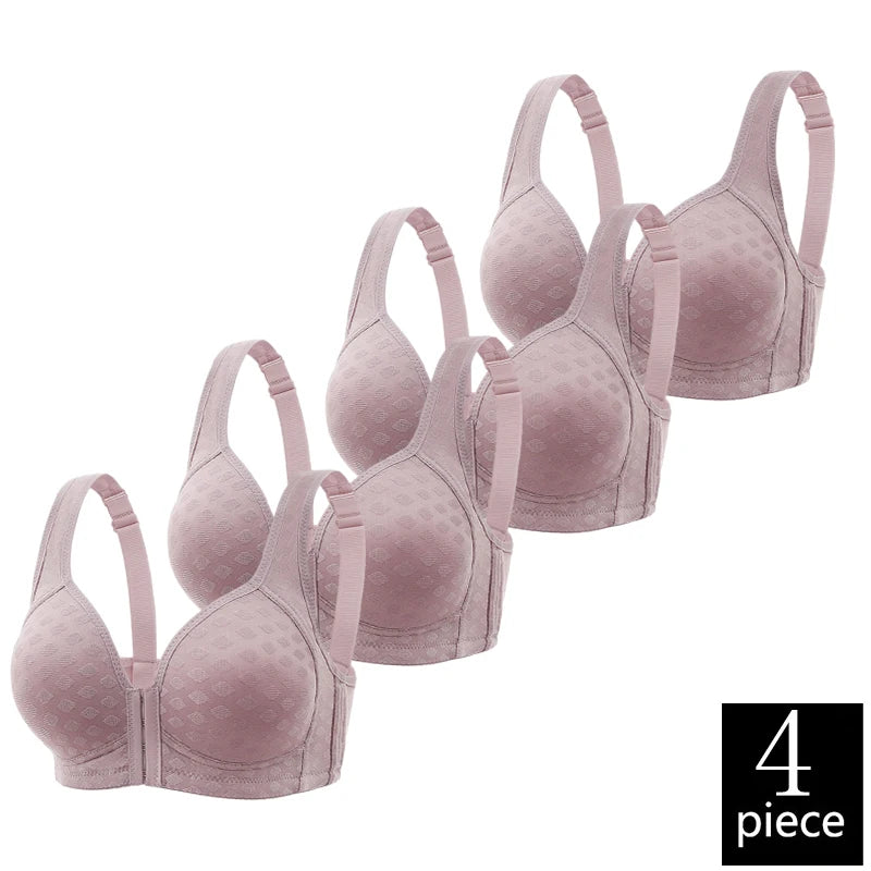 CowLost | product_id-fallsweet-4pcs-plus-size-seamless-wireless-front-closure-push-up-bras-for-women |7