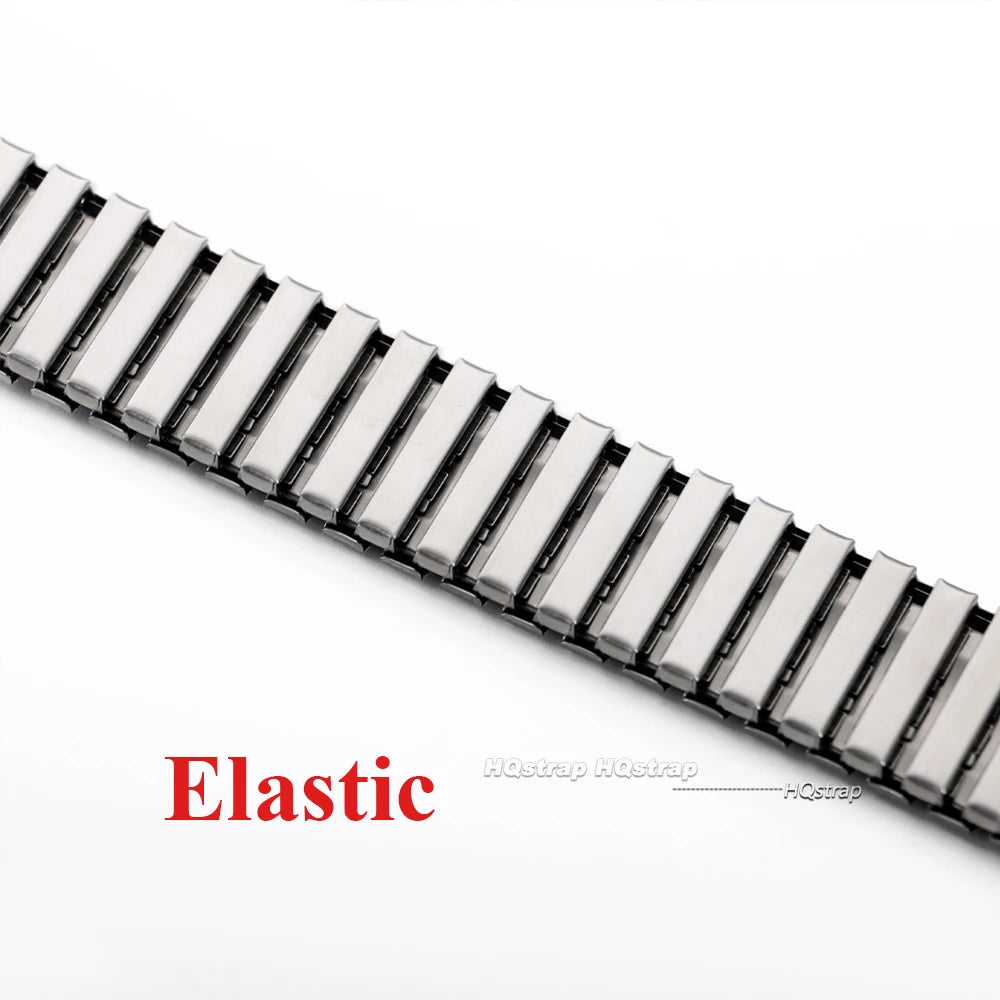 Elastic Stainless Steel Expansion Watch Band for Swatch 17mm 20mm Unisex Metal Strap