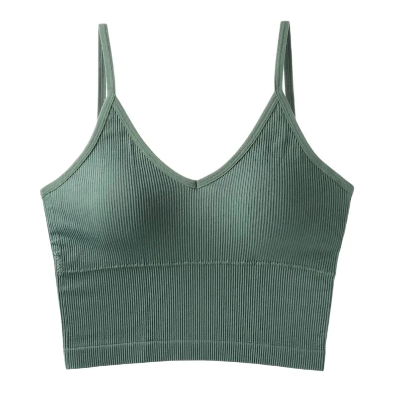 CowLost | women-tank-tops-sports-cropped-low-back-bralette-seamless-underwear-female-crop-top-sexy-lingerie-padded-camisole |2