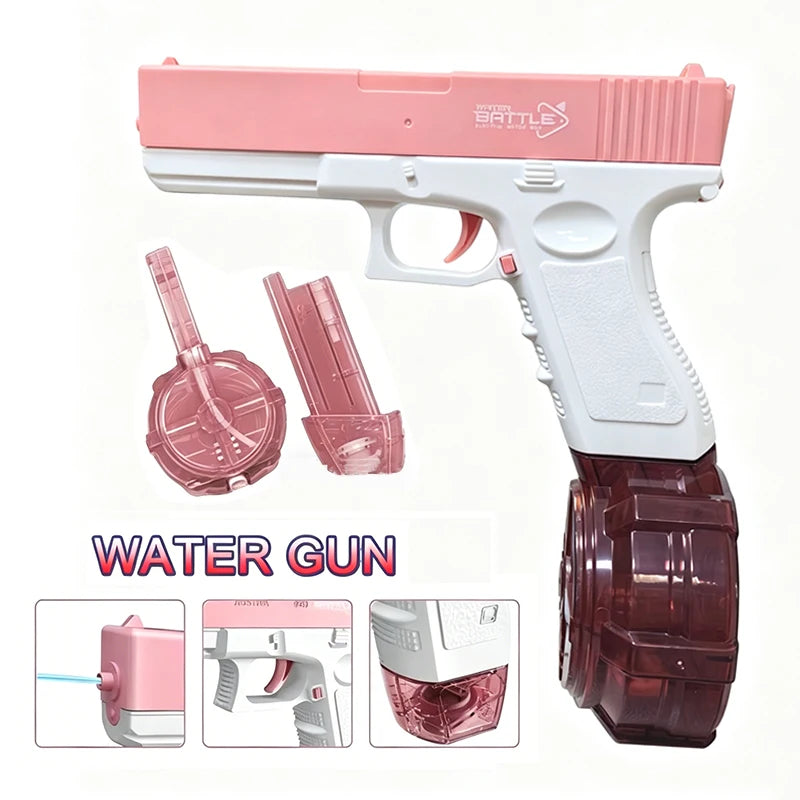 Automatic Electric Water Gun Toy with Simulated Firing, Recoil, and Sensor Lights for Kids
