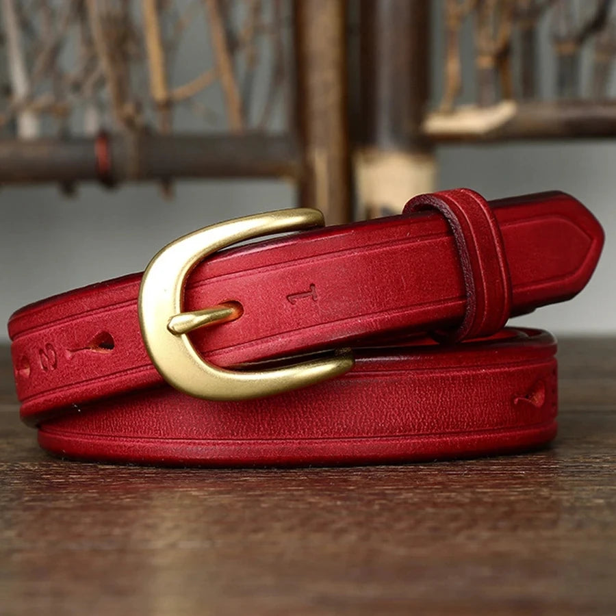 CowLost | 2-4cm-width-copper-buckle-cowskin-genuine-leather-belts-for-women |4