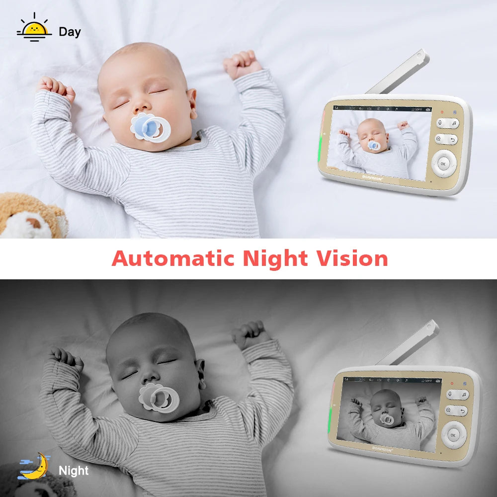 CowLost | vb803-baby-monitor-5-inch-720p-larger-display-with-camera-330-pan-135-tilt-3x-zoom-2-way-audio-night-vision-babysitter-camera |12