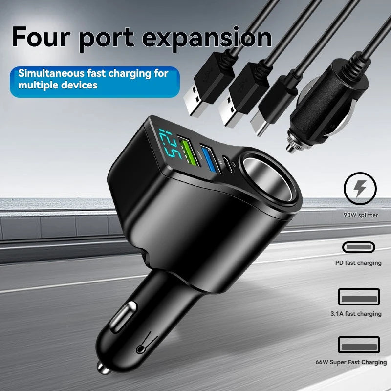 CowLost | product_id-baideluo-4-in-1-car-adapter-with-2-usb-ports-type-c-pd-fast-charger-12v-24v |4