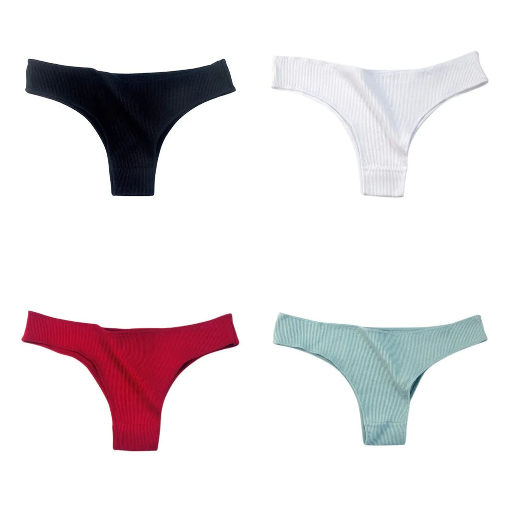 CowLost | product_id-4-pack-womens-cotton-breathable-low-waist-solid-briefs-m-xl |20
