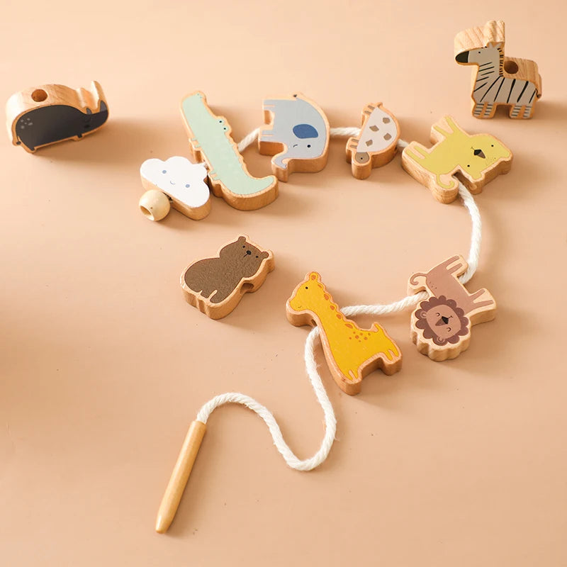 CowLost | baby-transport-accessories-baby-animal-montessori-threading-wooden-educational-toys-blocks |1